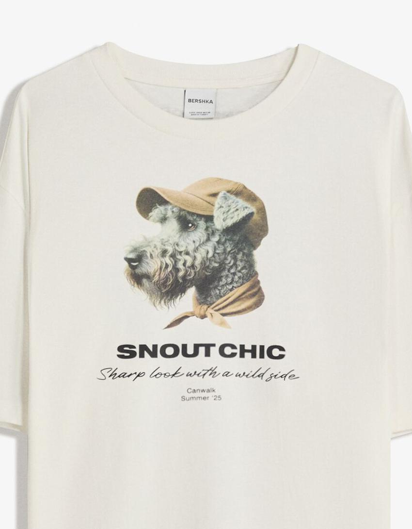 Short sleeve T-shirt with print-Off white-2