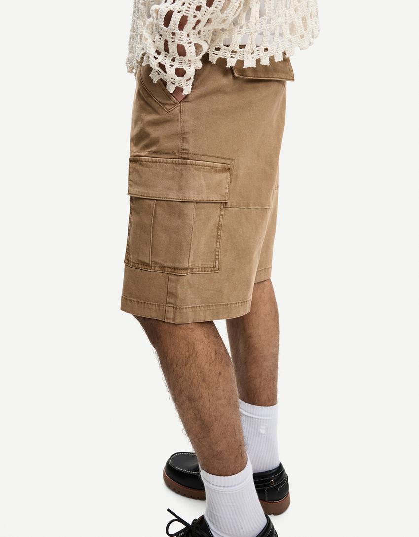 Cargo Bermuda shorts-Camel-1