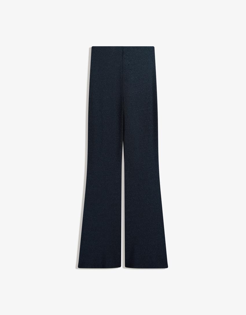 Shimmery flared trousers-Navy