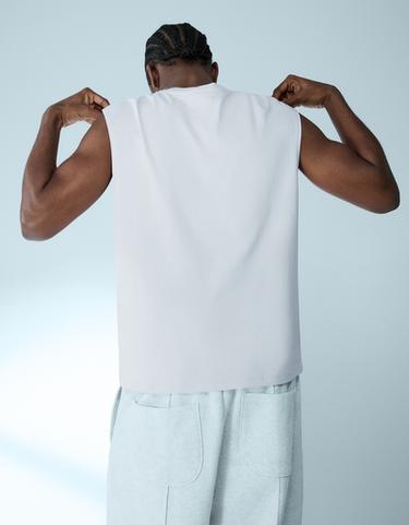 Worker sleeveless T-shirt — Stone 2