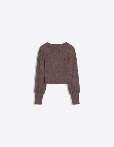 V-neck button jumper — Brown 6