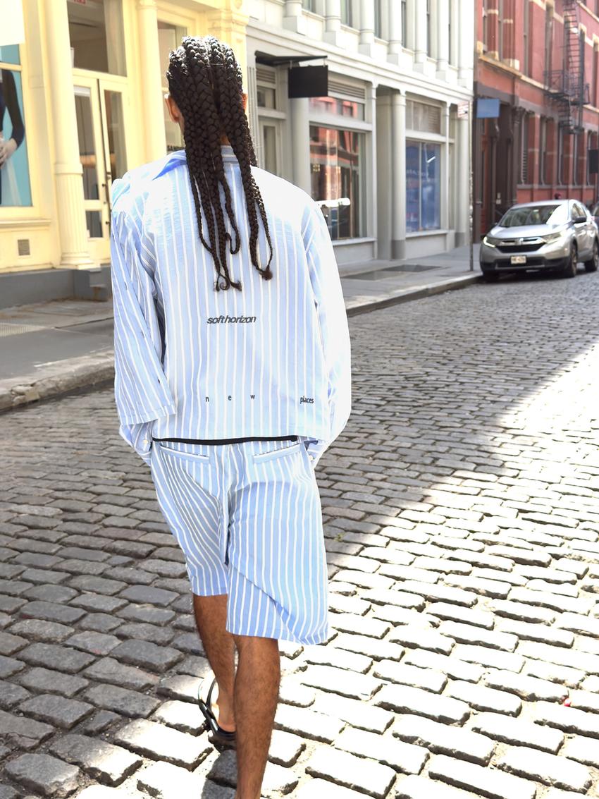 Embroidered long sleeve shirt-Light blue