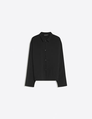 Boxy long sleeve clasp shirt — Black 5
