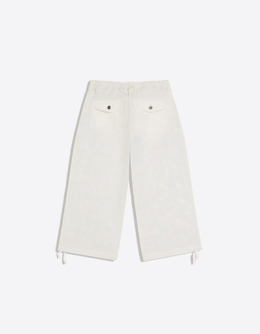 Pantalon capri-Blanc cassé