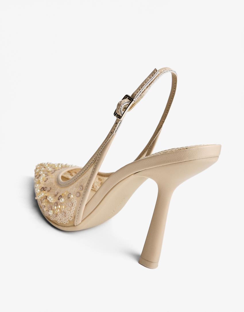 Scarpa con tacco fantasia-Beige