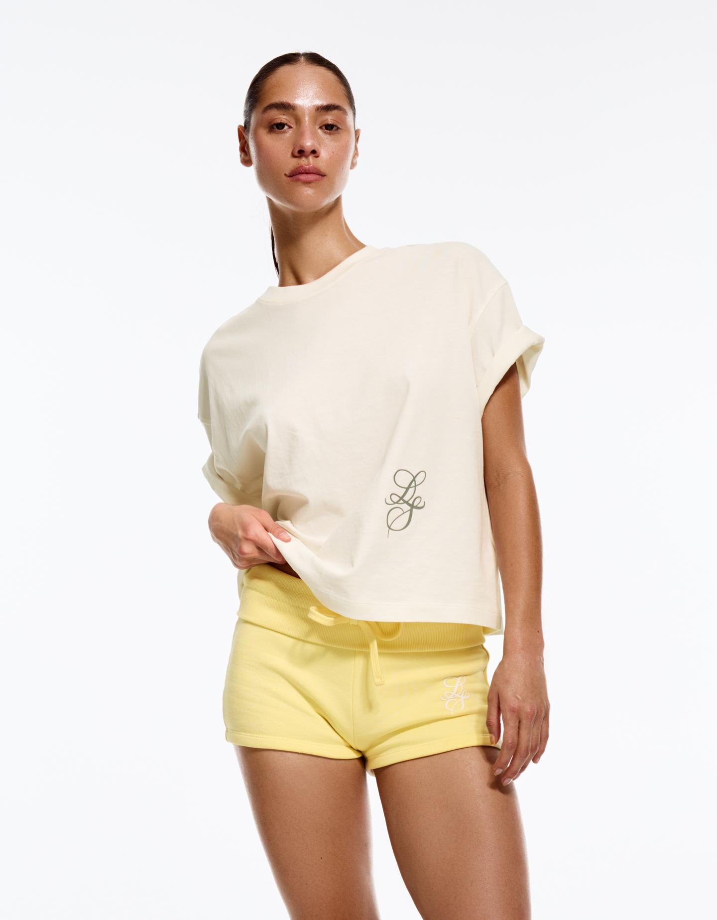 Bershka koszulka z krótkim rękawem i nadrukiem kremowy