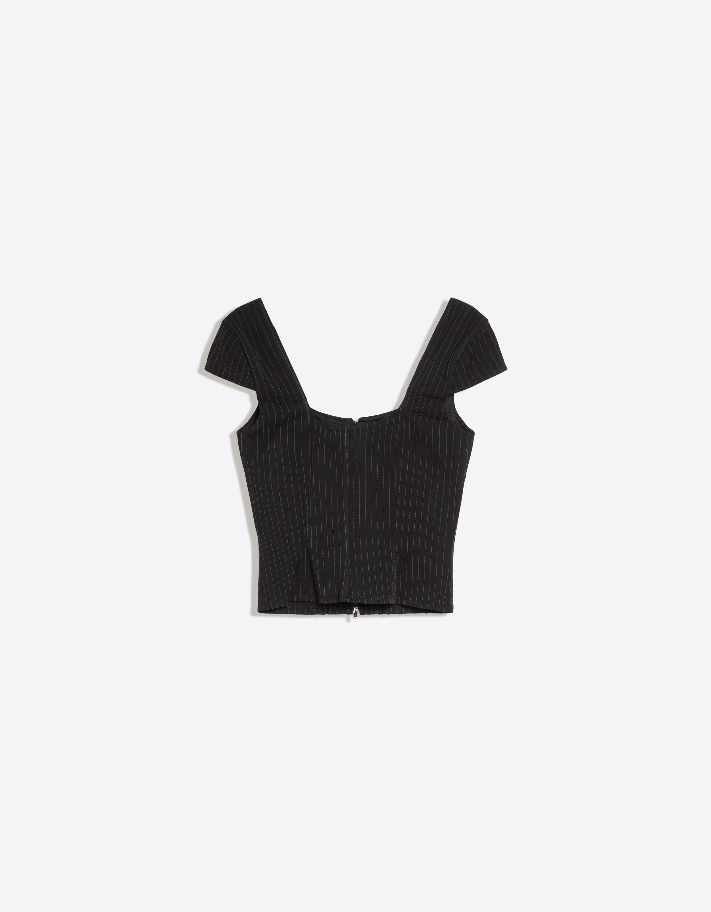 Short sleeve zip top — White / Black