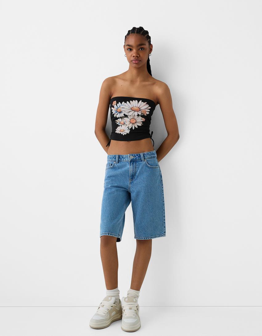 Printed bandeau top-Black-3