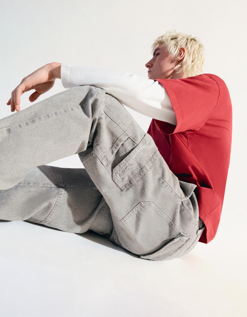 Baggy cargo jeans-Grey
