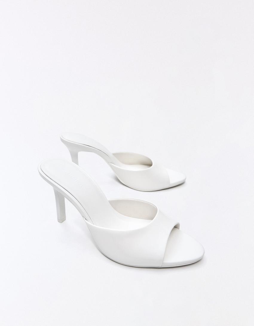 Heeled mules-WHITE
