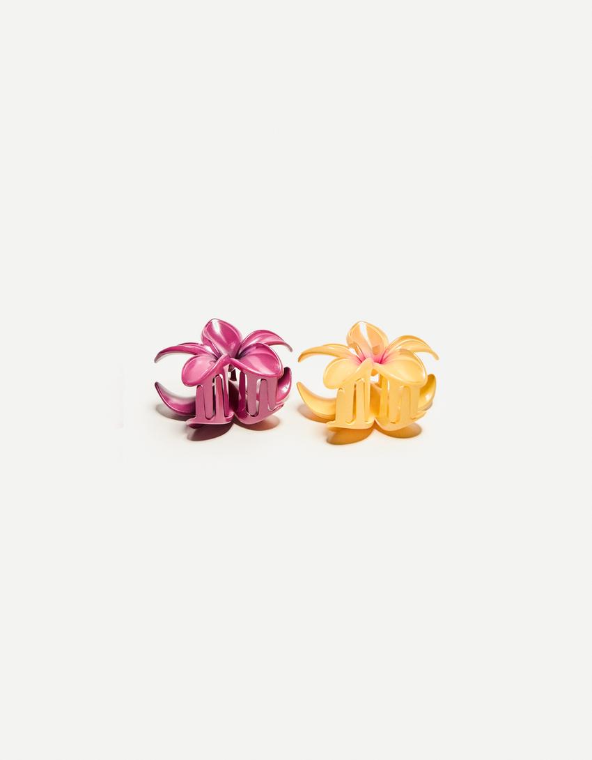Lot 2 pinces fleur-Bordeaux