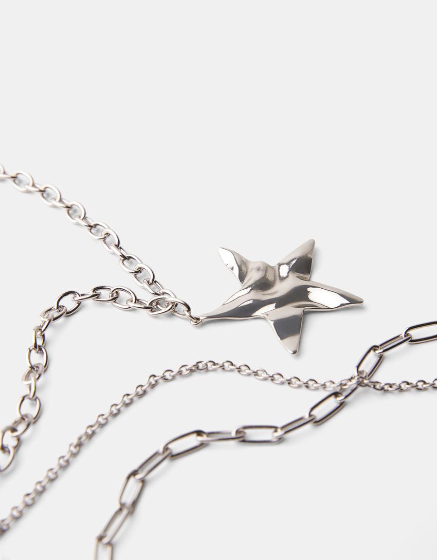 طقم من 3 قلادات نجمة-فضي-2