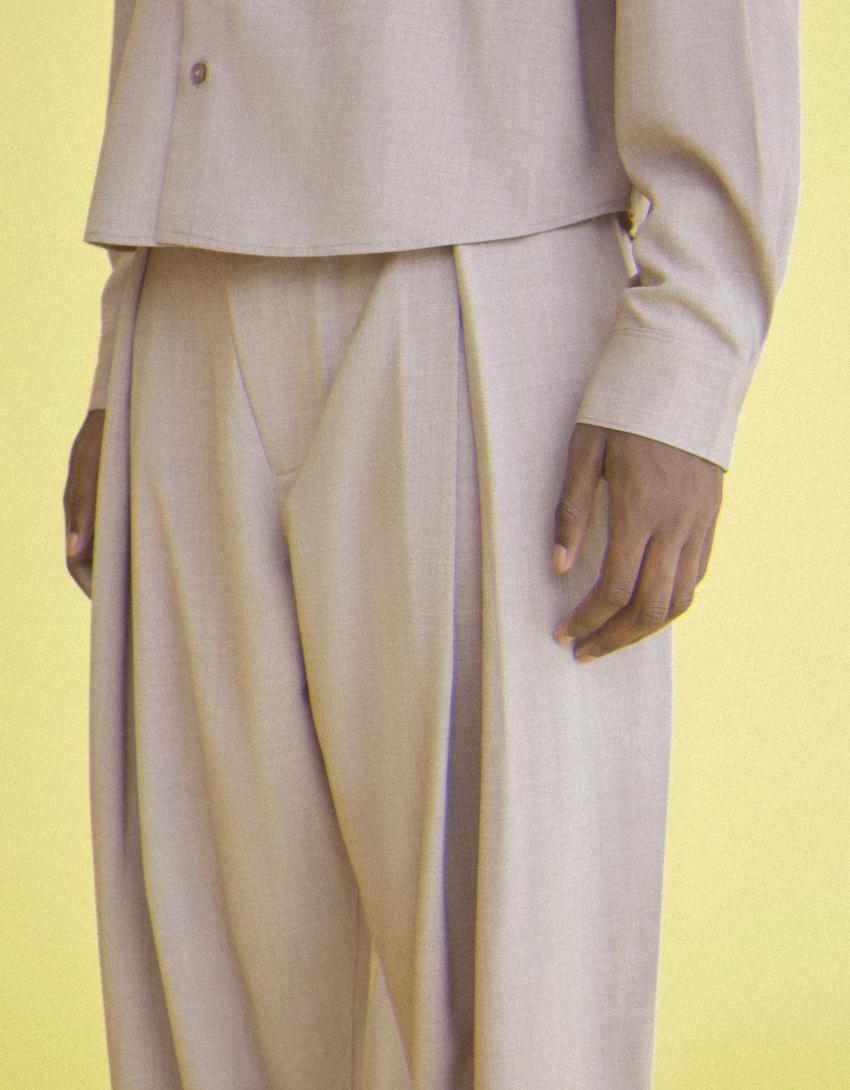 Tailored fit baggy pantolon-Kum rengi