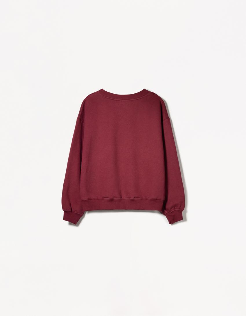 Pullover mit V-Ausschnitt-Bordeaux-4