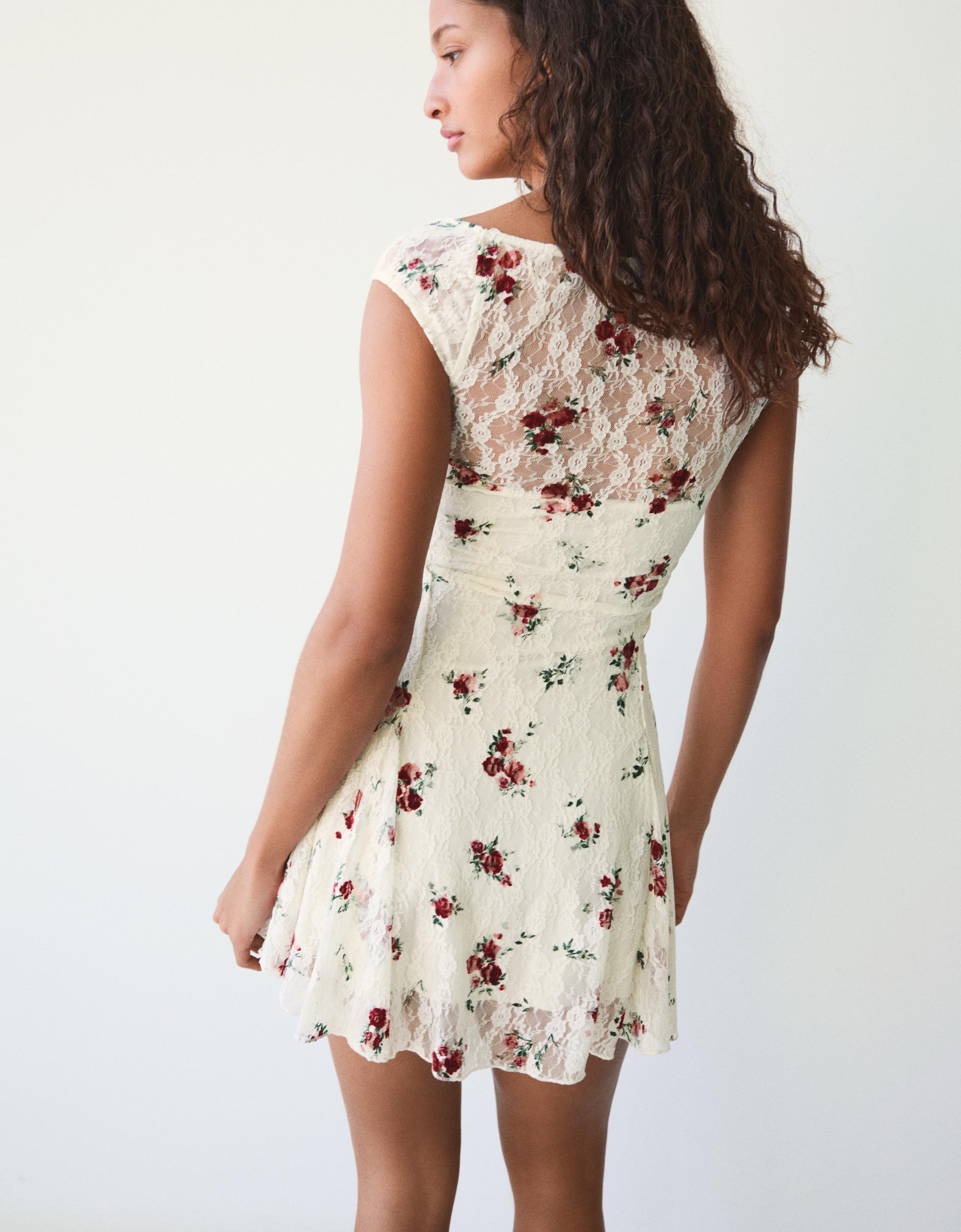 Mini dantel baskılı elbise - Görsel 13