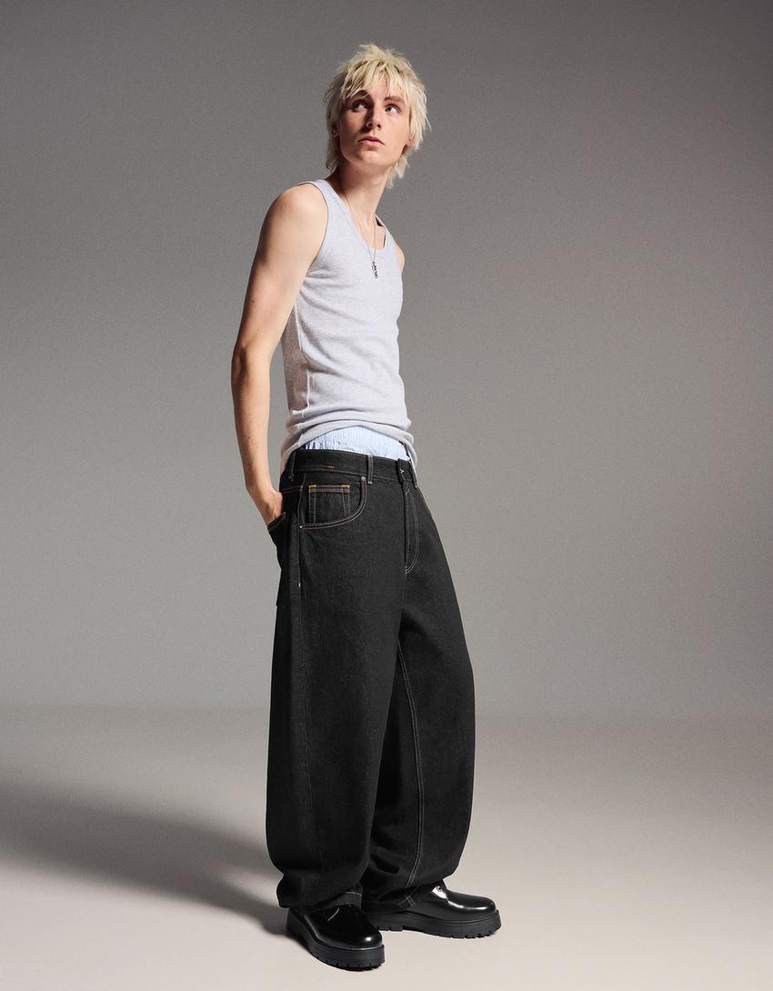 Jeans super baggy fit-Grigio scuro