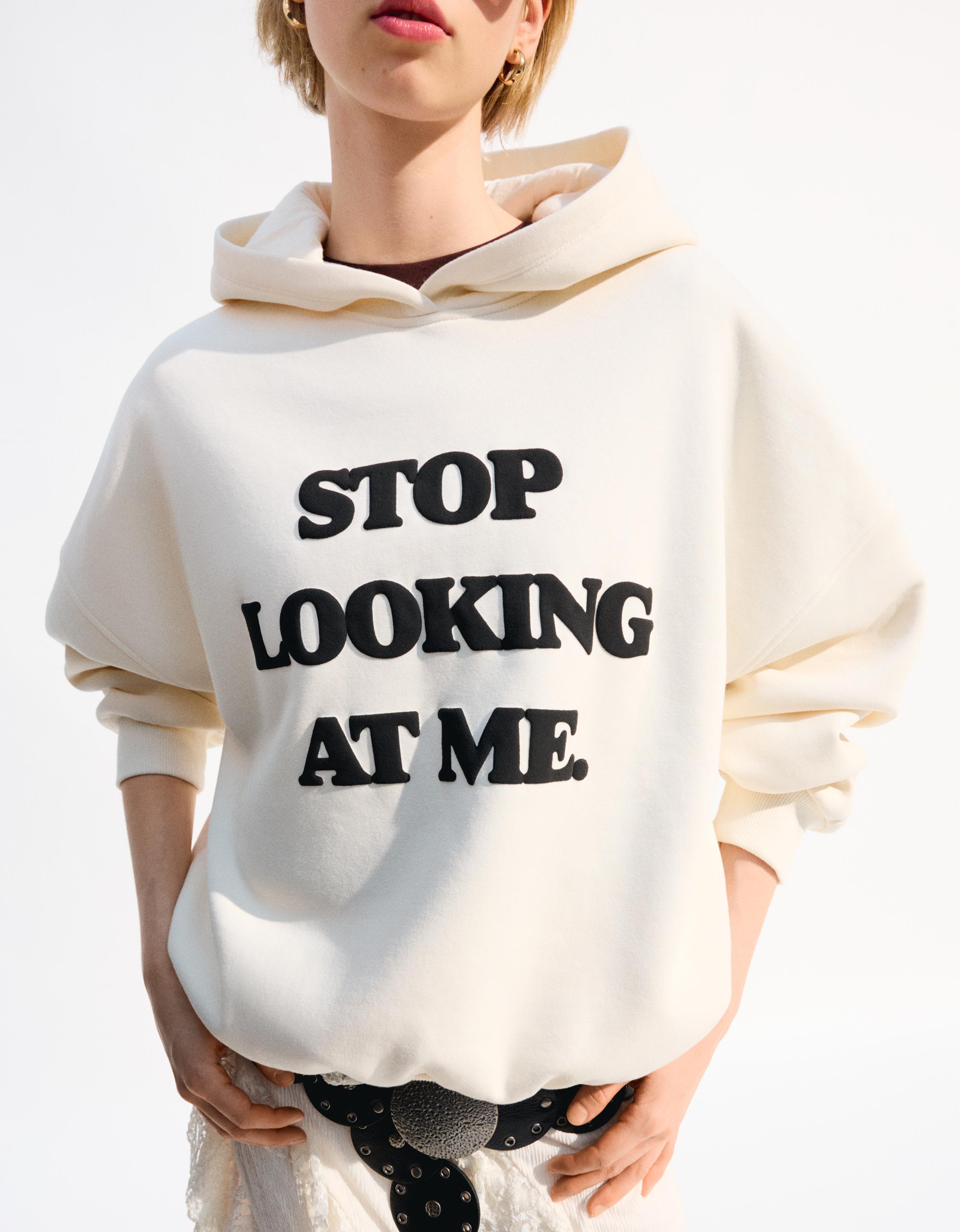 Bershka Hoodie Mit Print Damen L Rohweiß