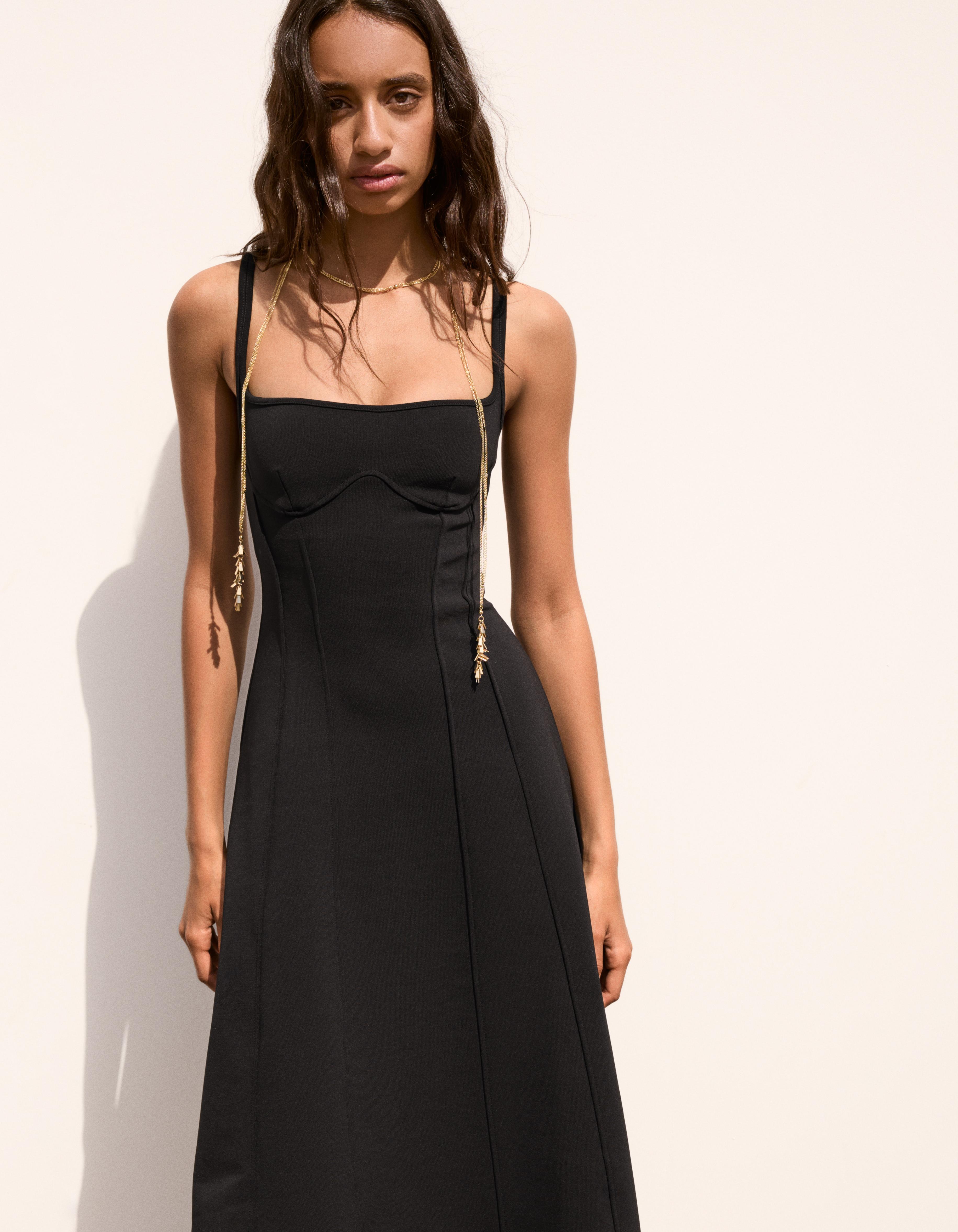 Midi corset dress with straps — Black