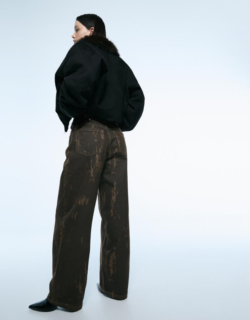 Pantalon baggy fit imprimé-Kaki