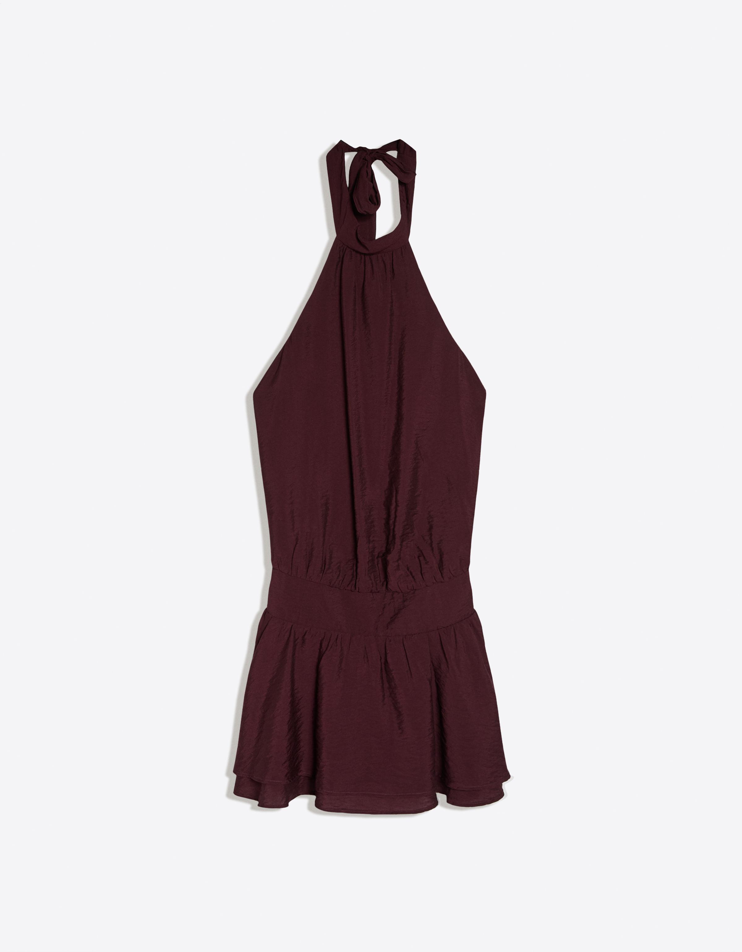Halter neck mini dress — Maroon