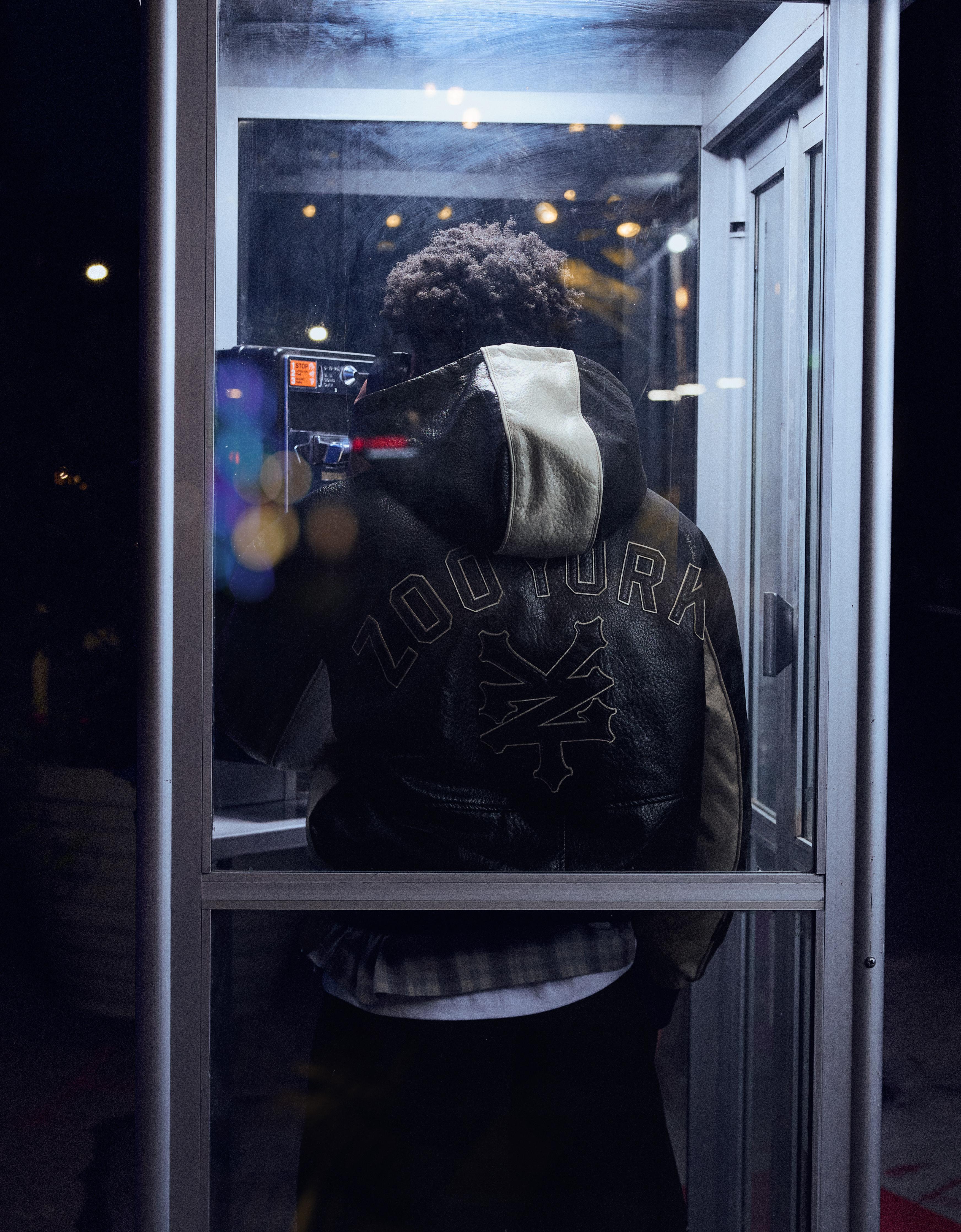 Faux leather hooded jacket ZOO YORK X BERSHKA — Black