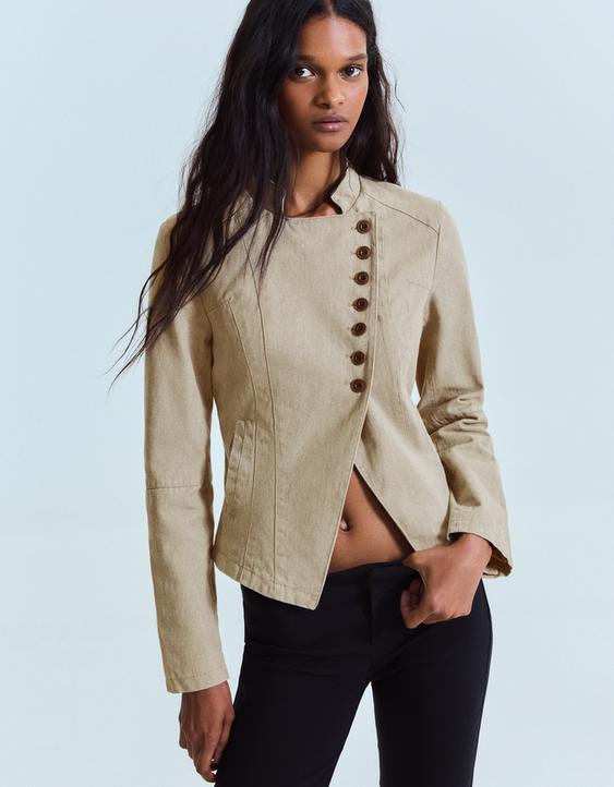 Düğmeli kruvaze blazer