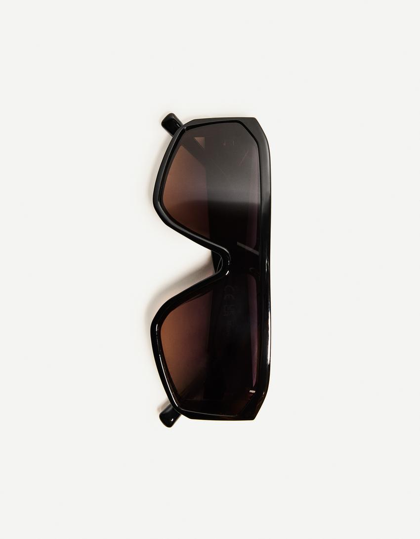 Occhiali da sole con montatura in acetato-Nero-3