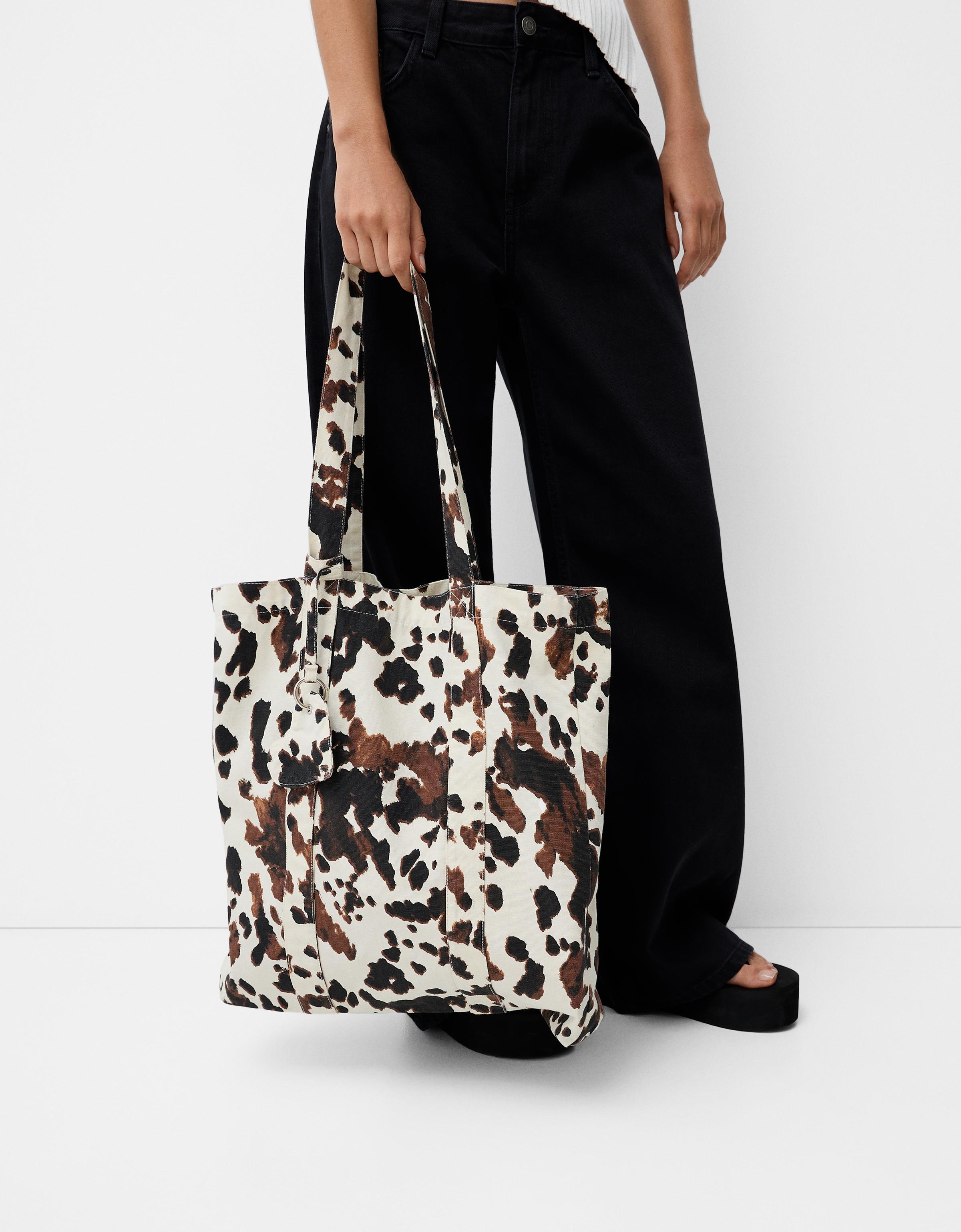 Borsa shopper con stampa animalier