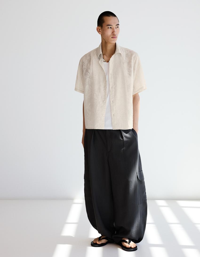 Chemise à manches courtes rustique-Sable