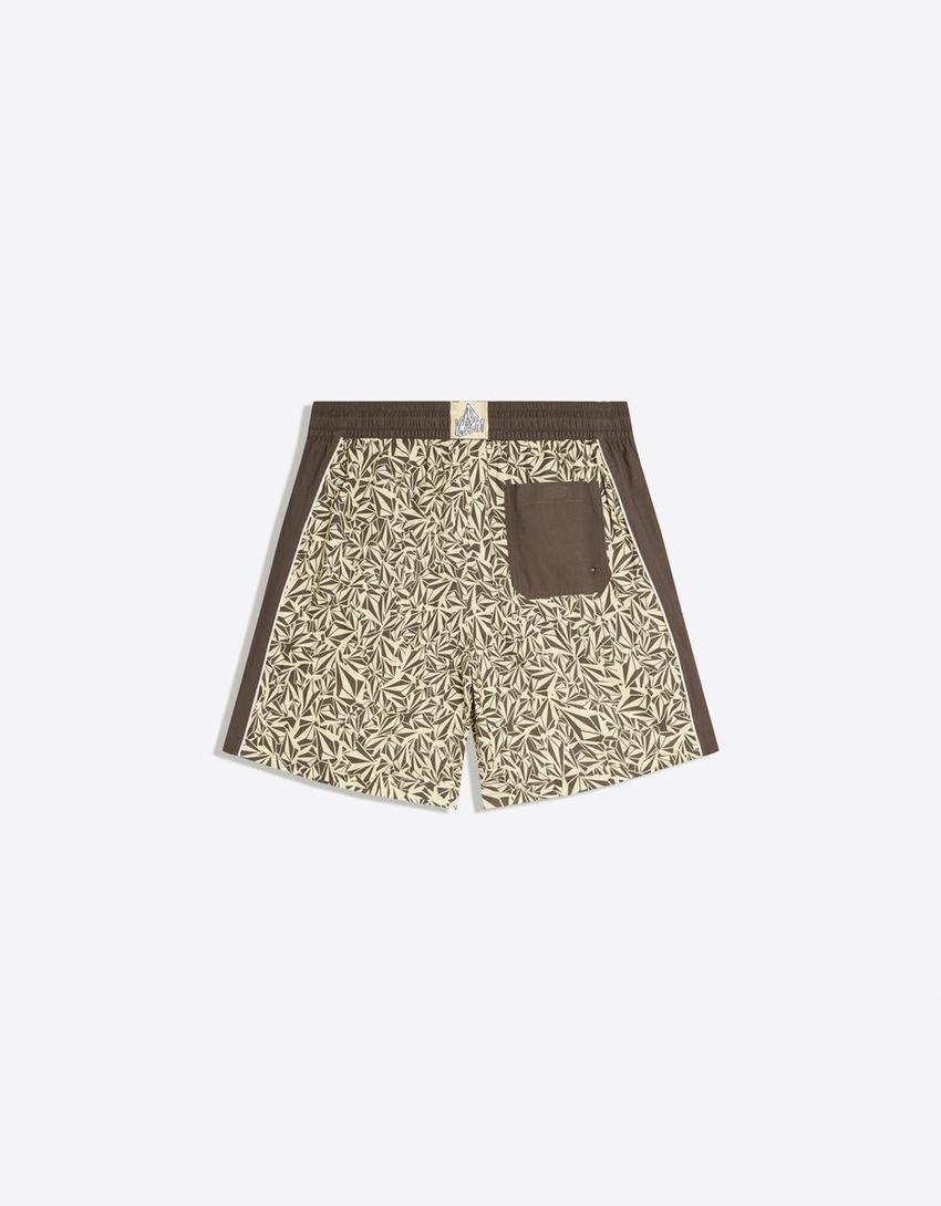 VOLCOM print swim shorts-Brown