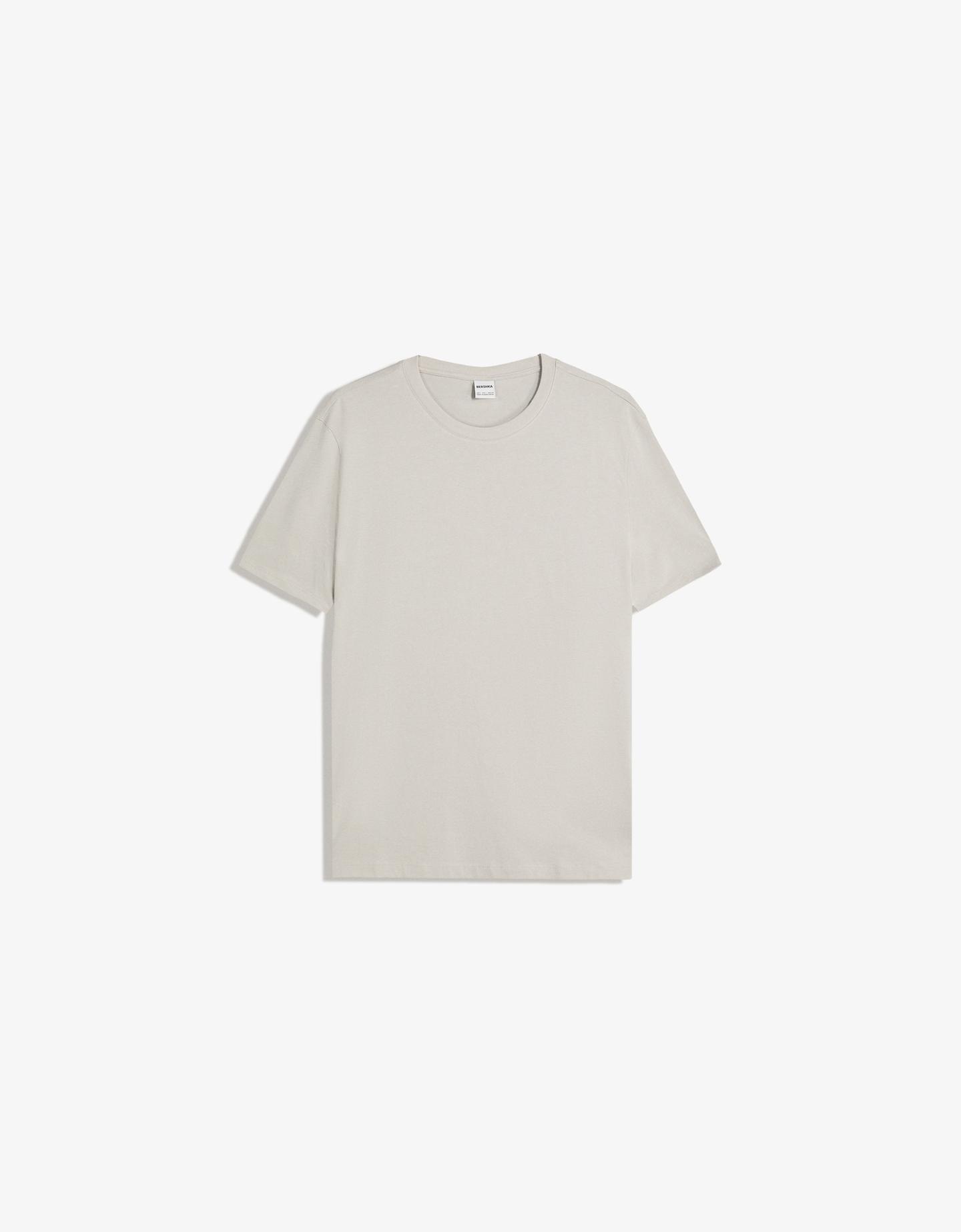Bershka Camiseta Manga Corta Básica Hombre M Piedra