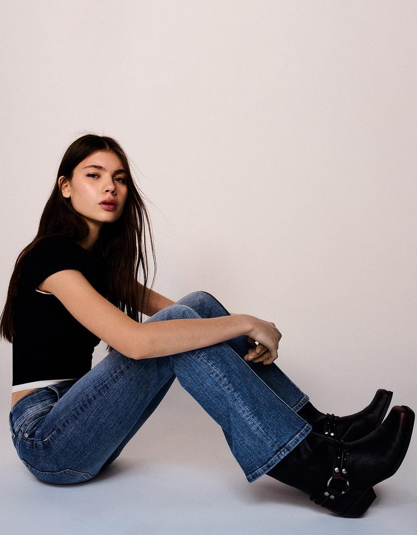 Galtza bakeroak, bootcut low rise-Urdina-2