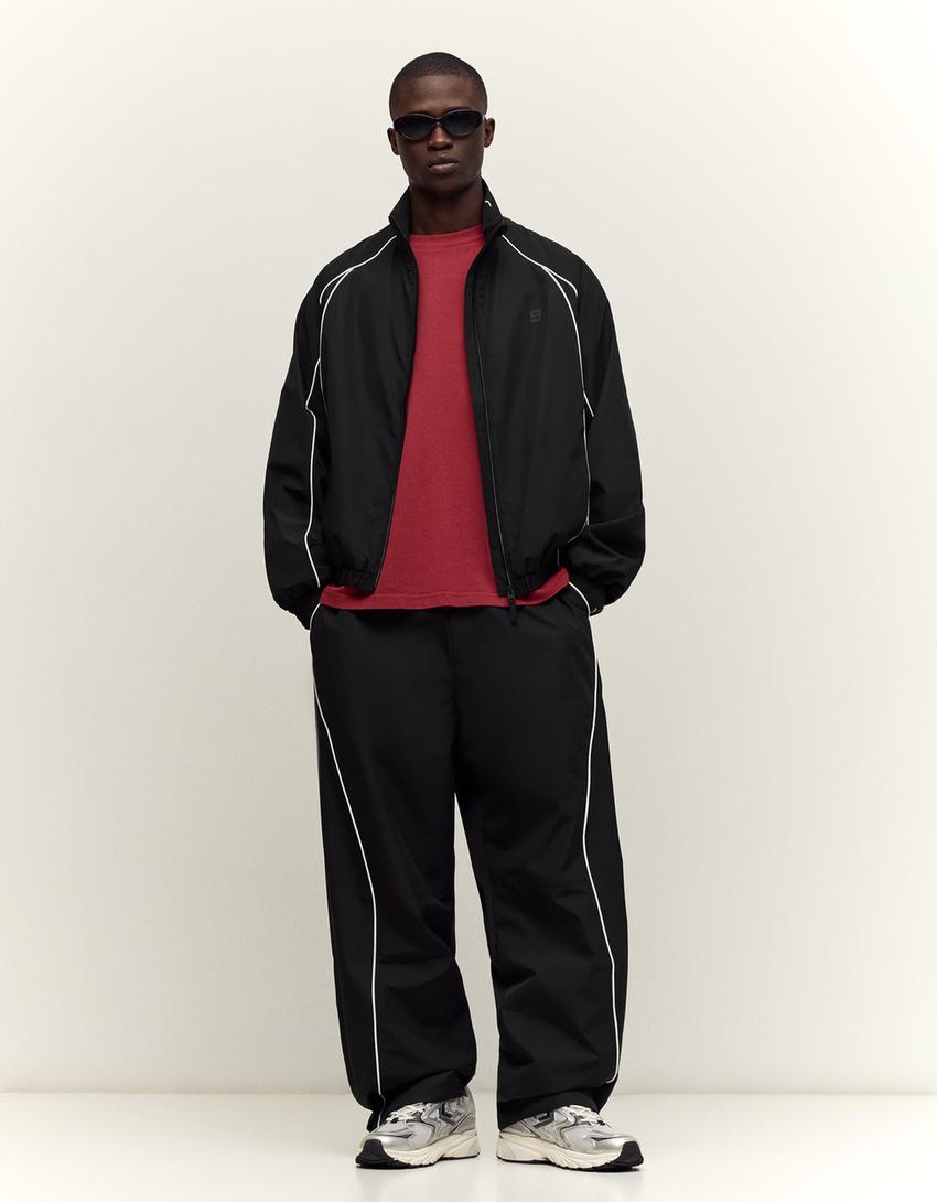 Contrast technical jacket-Black