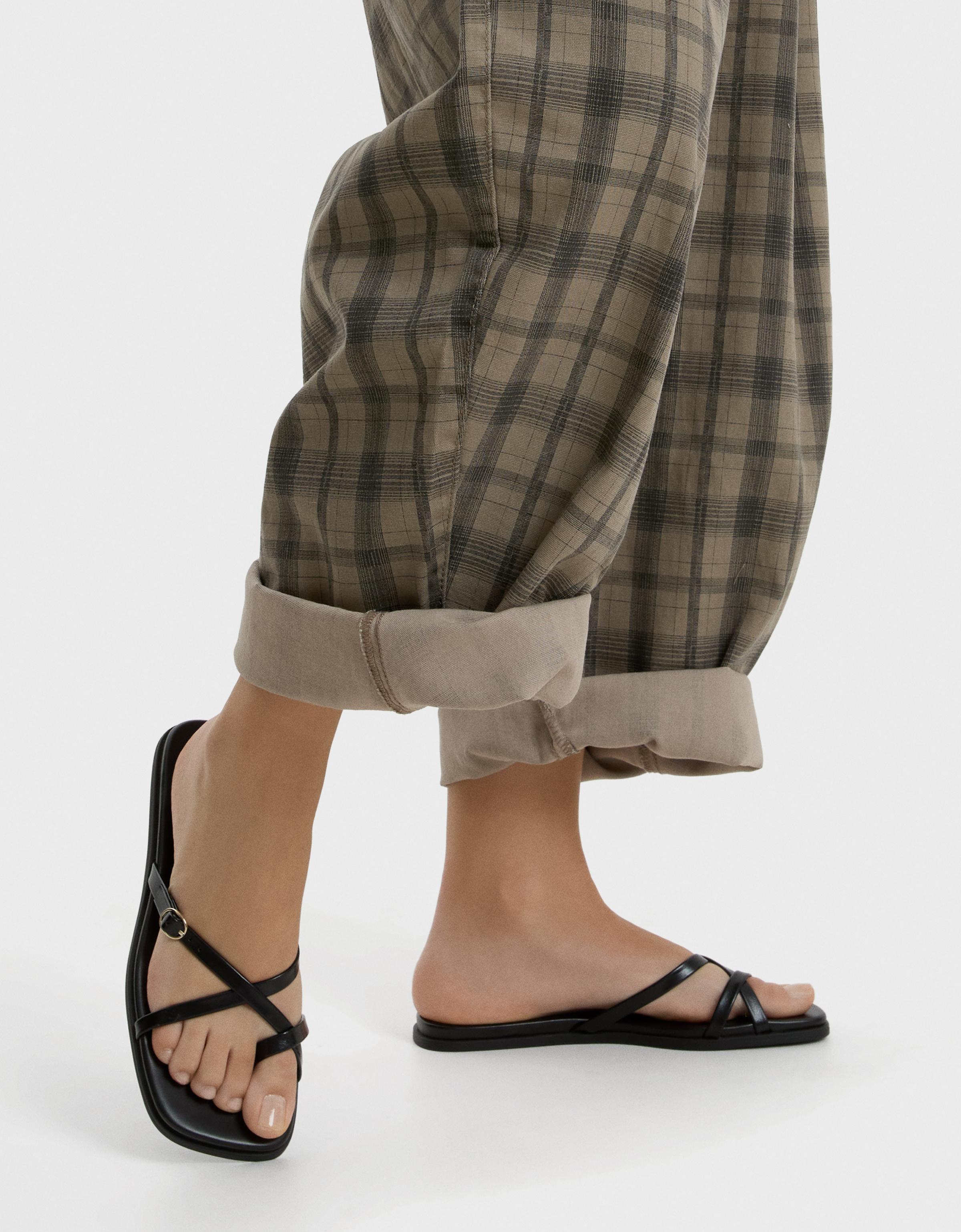 Multi-strap flat slider sandals