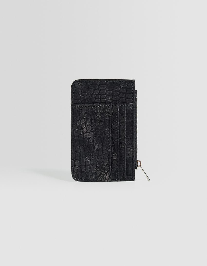 حافظة بطاقات بطبعة حيوانية ونقشة-أسود-1