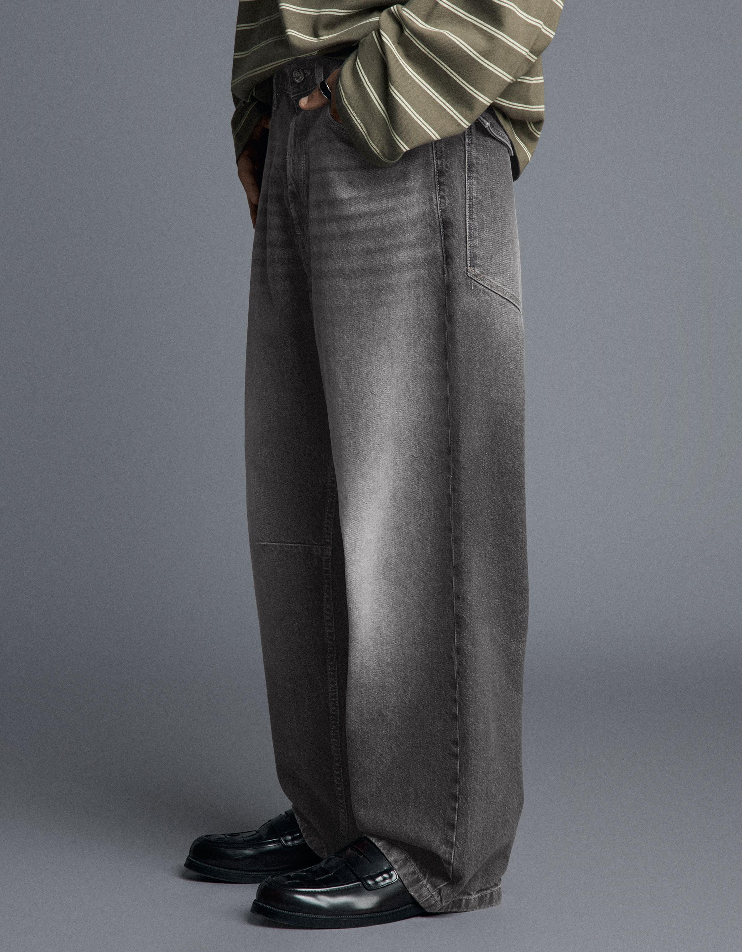 Neobarrel jeans with back buckle — Dark grey
