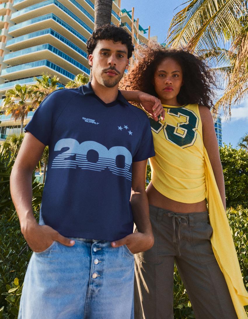 Retro print polo shirt-Navy