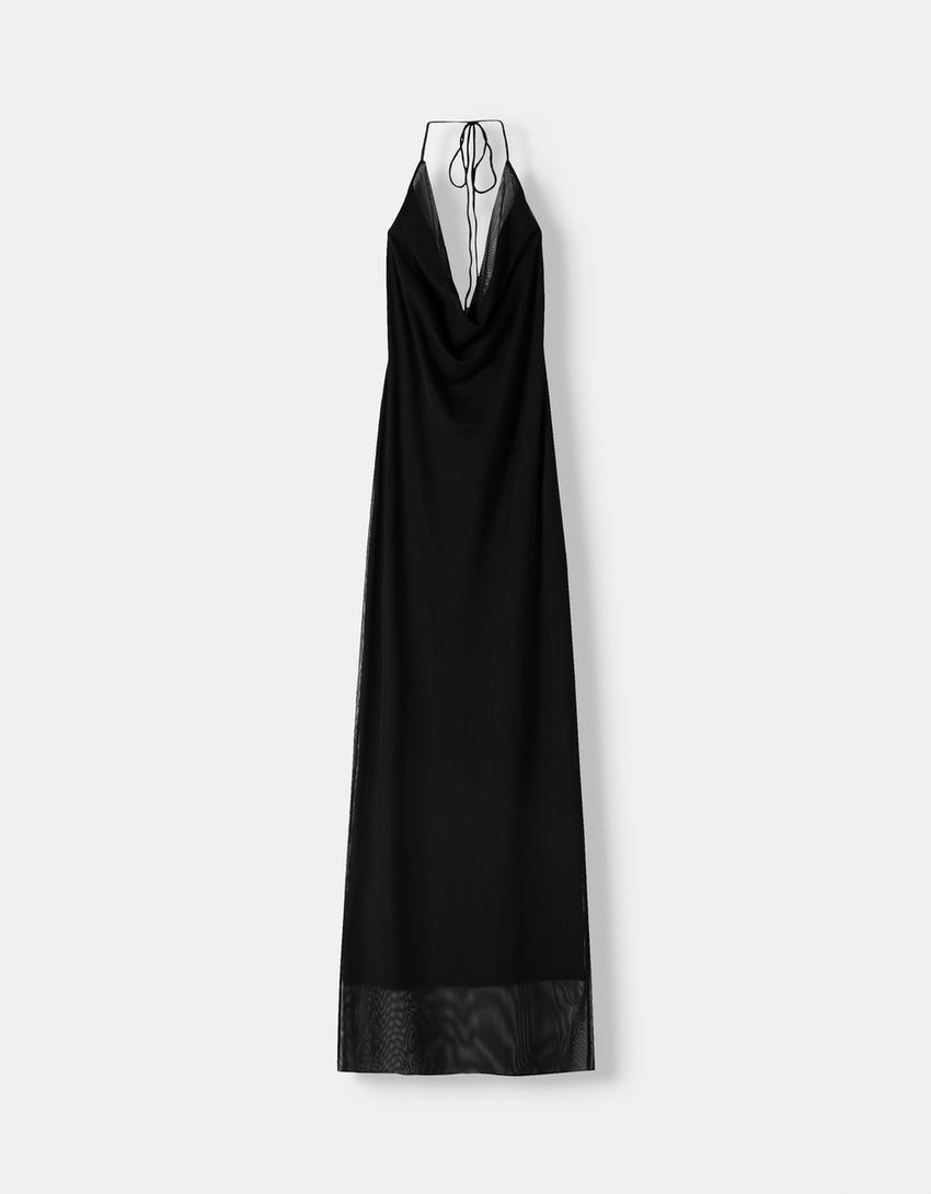 Long strappy tulle dress - Women | Bershka