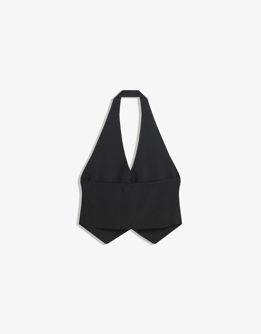 Halter neck waistcoat-Black-4