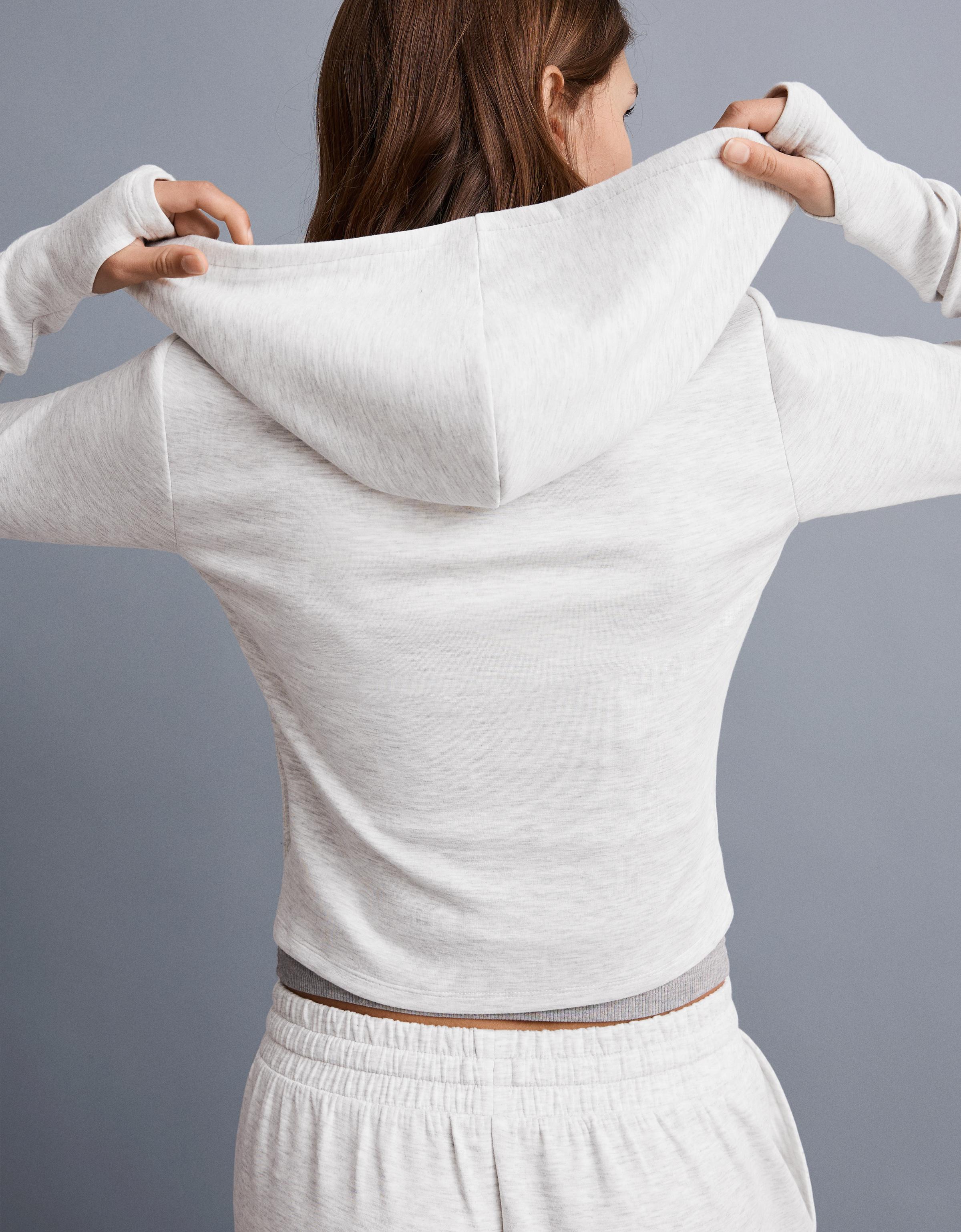 Soft zip-up modal hoodie — Grey