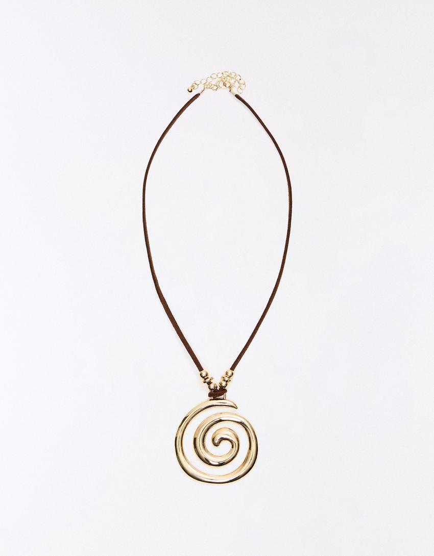 Cord pendant necklace-Gold