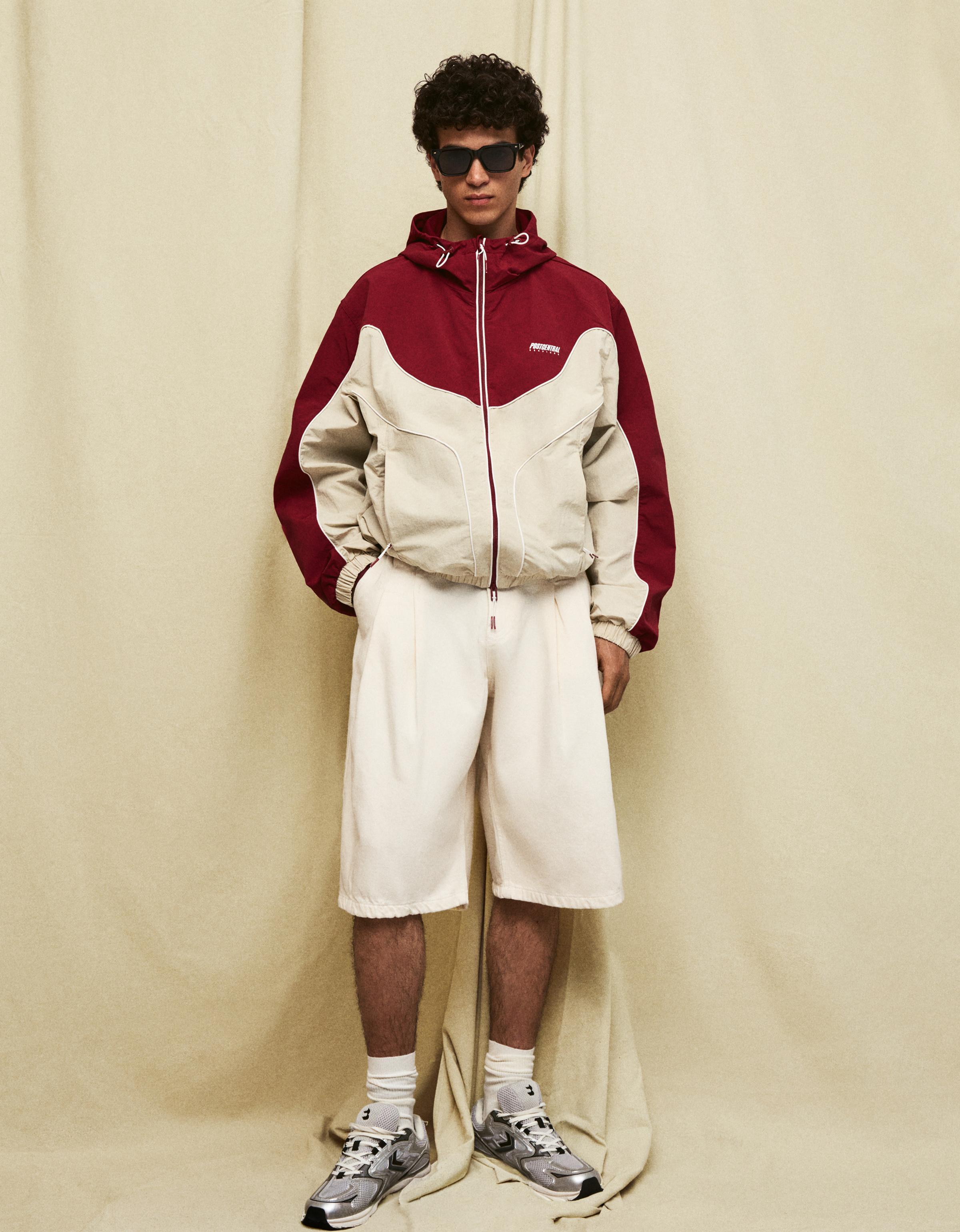 Hooded windbreaker jacket — Red