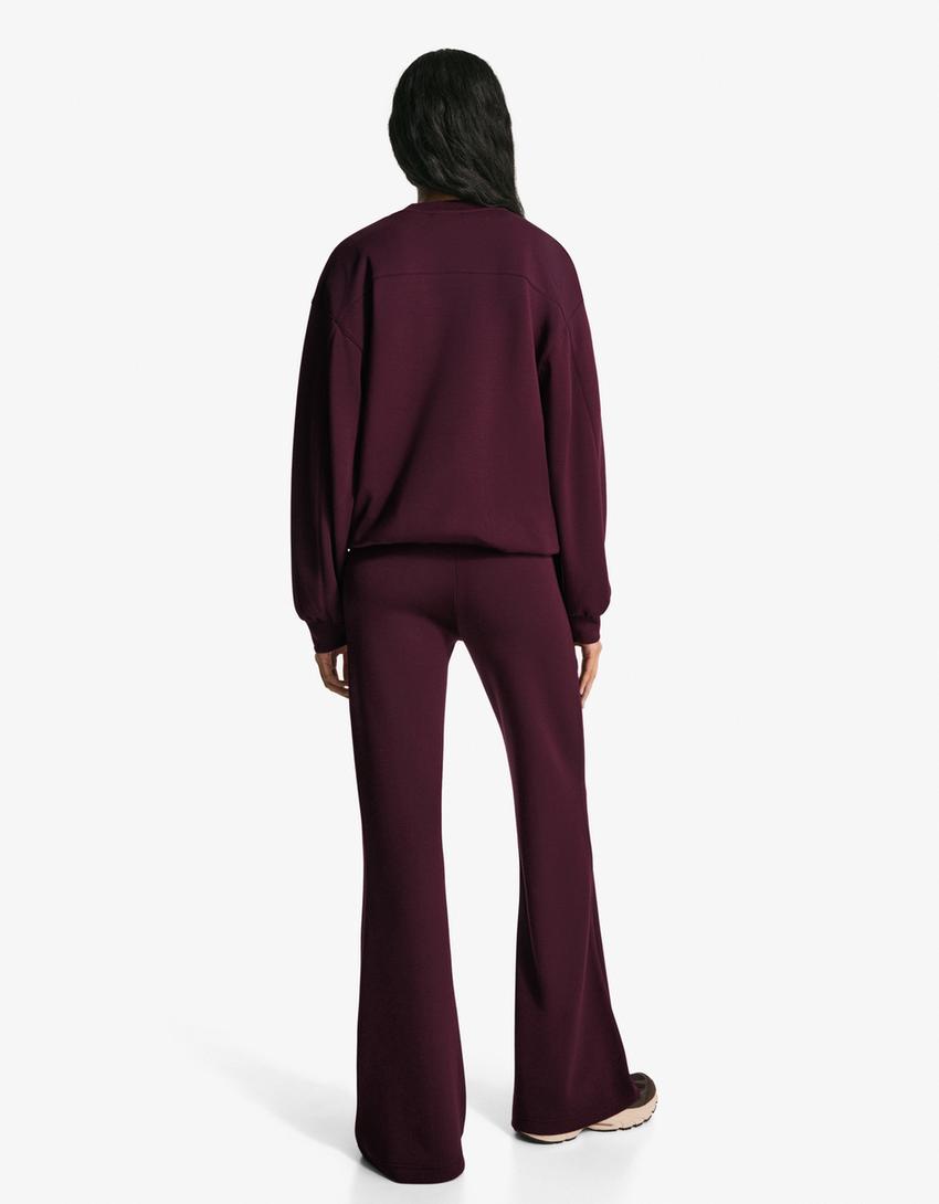 Pantalon flare doux en modal-Grenat