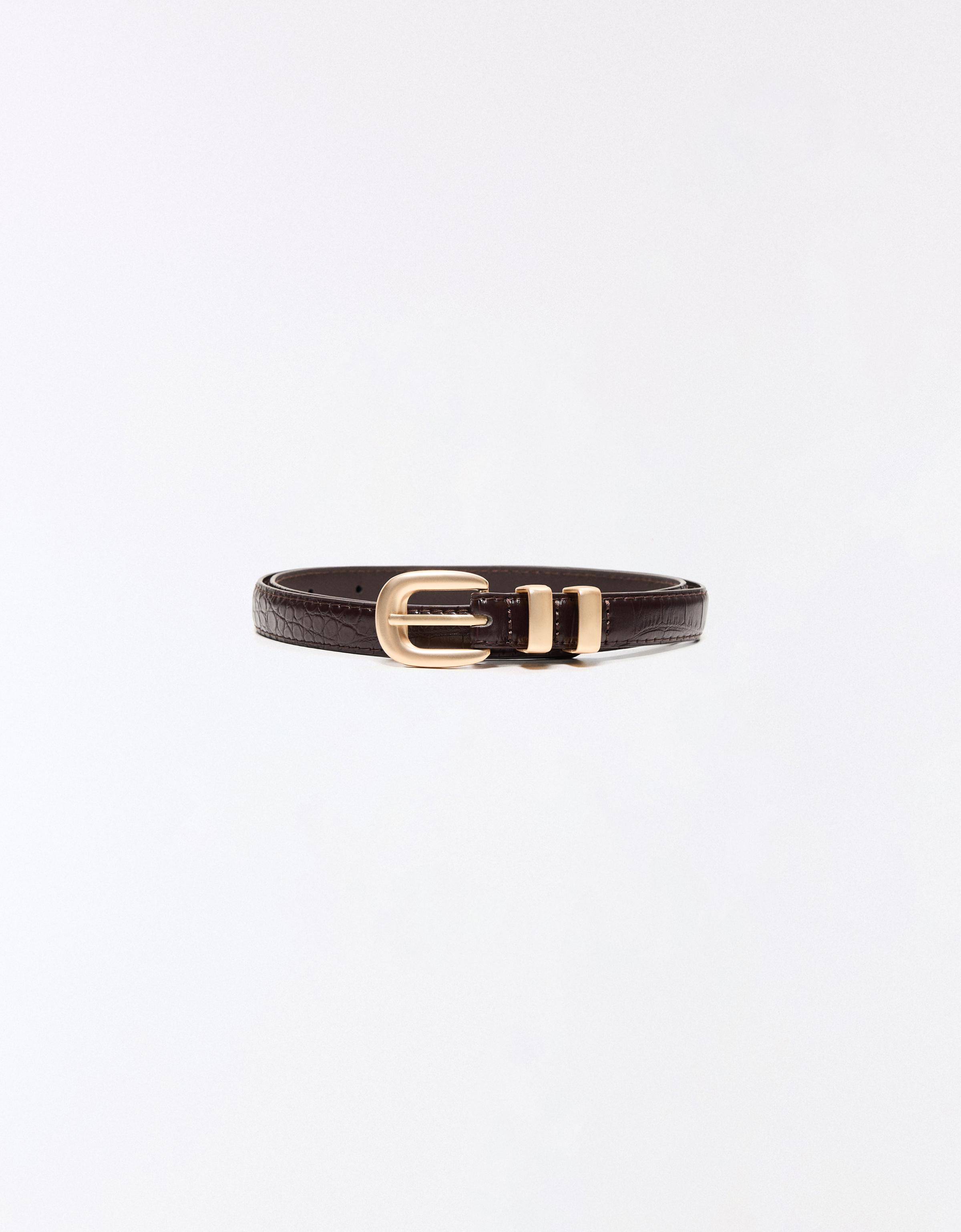 Thin belt with buckle — Brown
