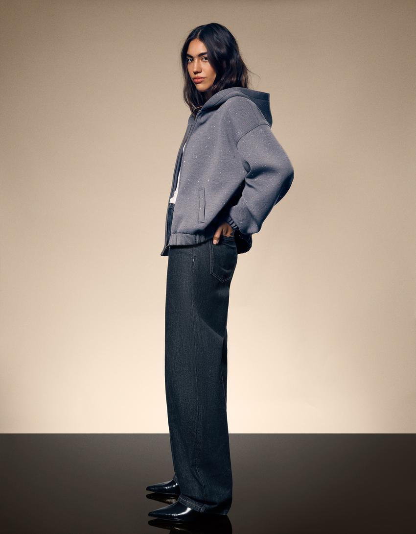 Jeans wide leg barrel-Negro