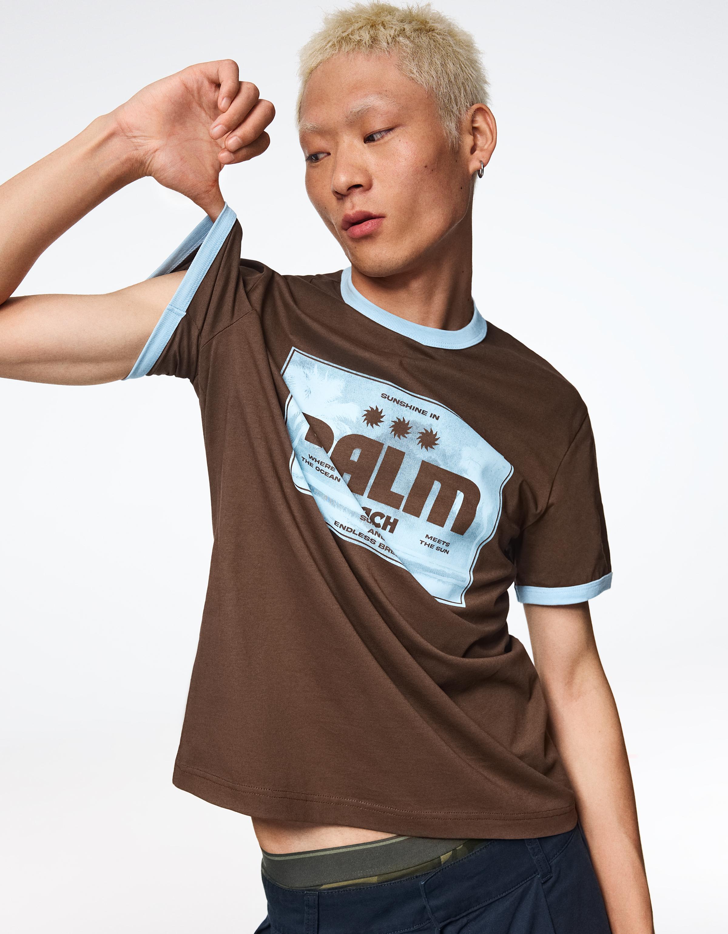Short sleeve print T-shirt — Brown