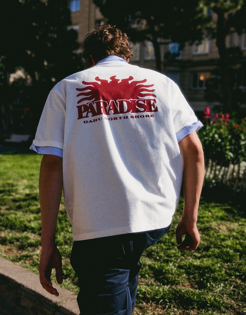 Camiseta boxy fit print-Blanco roto