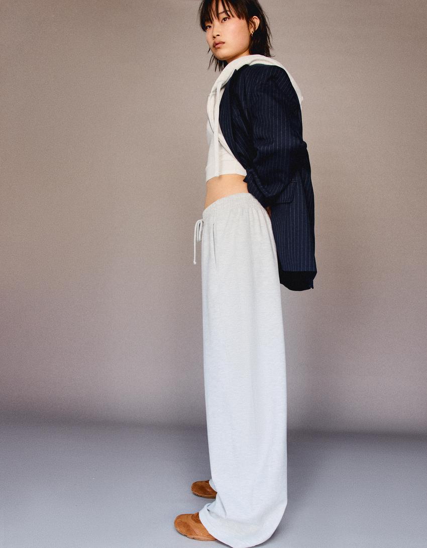 Plyšové barrel nohavice-Sivá