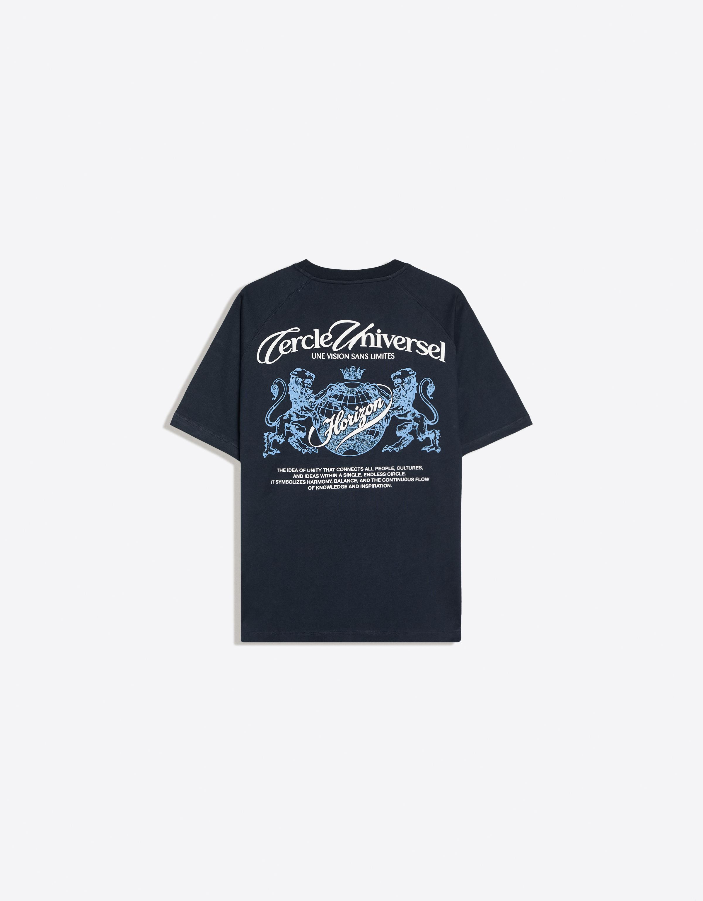 Short sleeve raglan print T-shirt — Navy