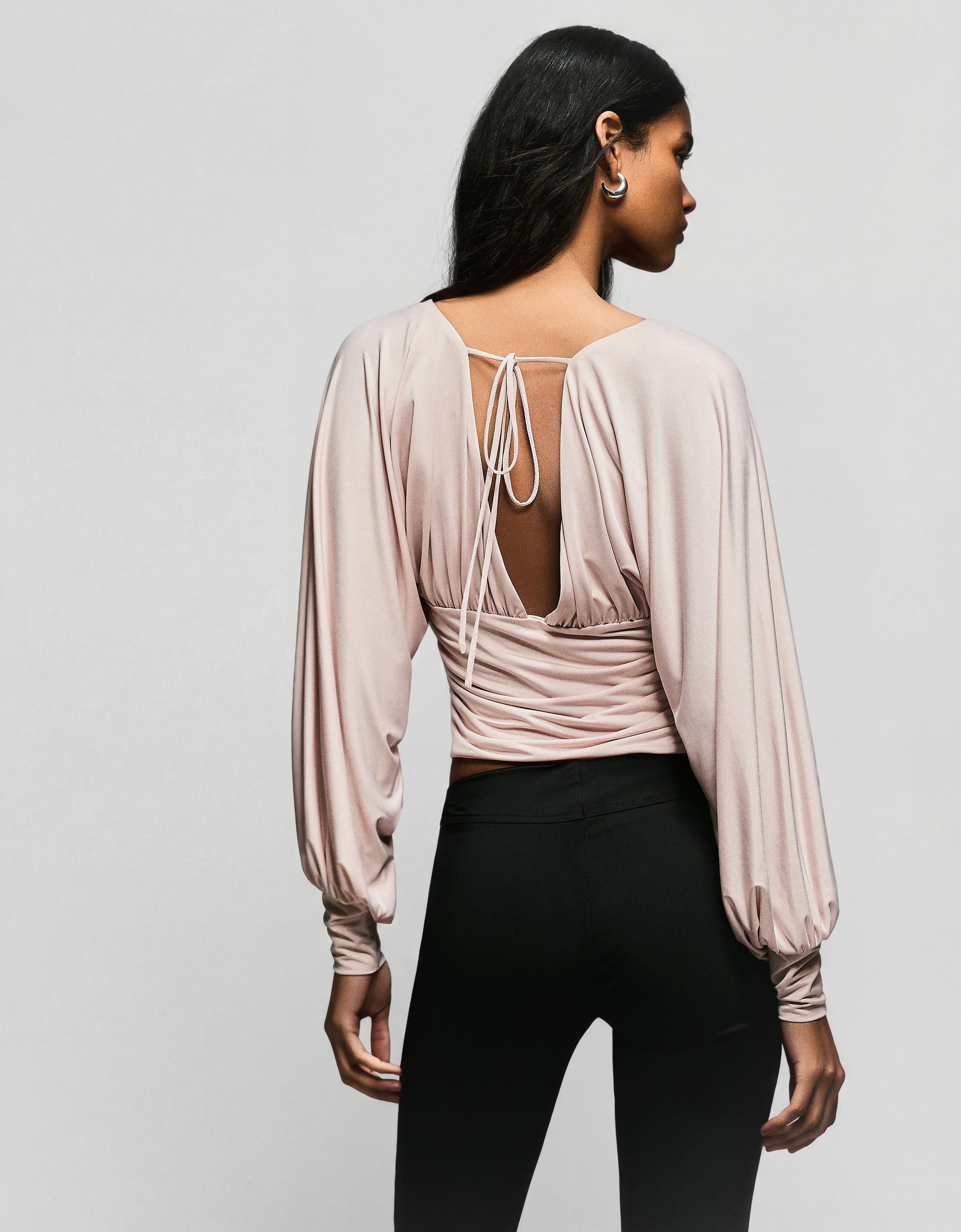 Uzun kollu büzgülü top - Görsel 18